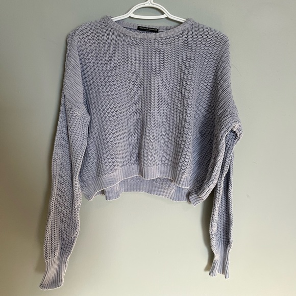Blue Knit Cropped Sweater - Picture 2 of 2